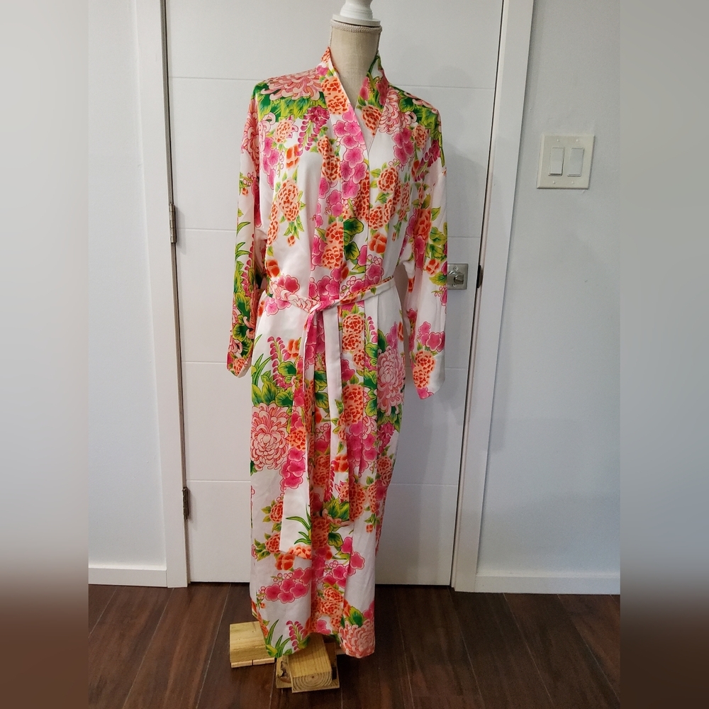 Natori Floral Kimono Robe Size L